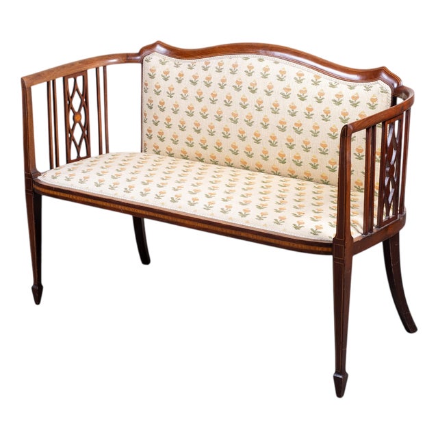 Art Nouveau 2-Seater Sofa or Bench in Mahogany, Early 1900s For Sale