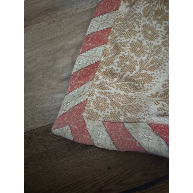 Textile Pinch Pleat Drapery Panel for Large Door Gold Coral Botanical For Sale - Image 7 of 9