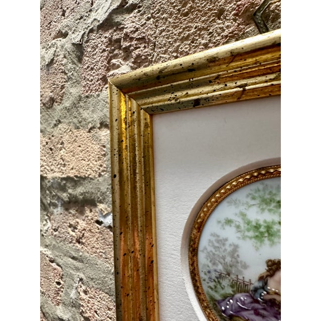 Gold French Porcelain Plaque, Signed “ Fragonard” and Framed in Gilt Molding, Circa 1890. For Sale - Image 8 of 10