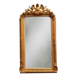 French Style Gilt Wood and Plaster Panel Mirror For Sale
