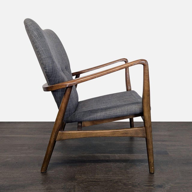 Mid-Century Modern Mid-Century Modern Lounge Chair With Wooden Frame and Grey Upholstery For Sale - Image 3 of 9