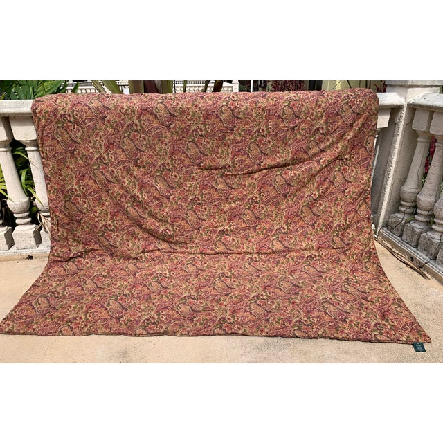 Vintage Lauren Ralph Lauren Paisley- Floral Full Queen Comforter Cover, Red Brown Green Tan Burgundy For Sale In Miami - Image 6 of 12