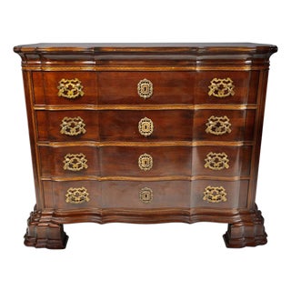 Late 20th Century Alfonso Marina Handcrafted Mahogany Serpentine Chest of Drawers With Brass Hardware For Sale
