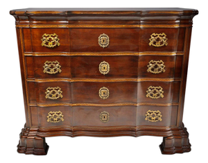 Late 20th Century Alfonso Marina Handcrafted Mahogany Serpentine Chest of Drawers With Brass Hardware