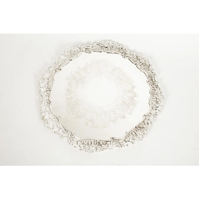 Mid 20th Century English Sheffield Plated Round Barware / Tableware Trays - a Pair For Sale - Image 5 of 13