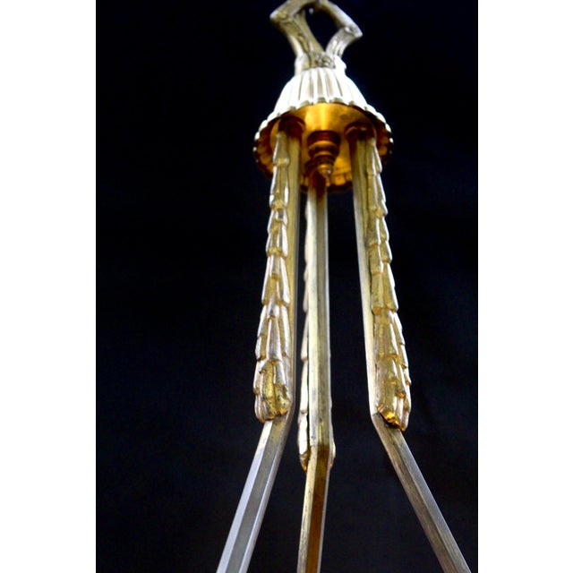 Gold Art Deco Glass Chandelier from Val Saint Lambert, Belgium, 1920s For Sale - Image 8 of 13
