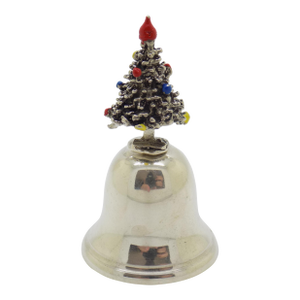 Vintage Italian Handmade Genuine Silver Christmas Tree Decorative Enameled Bell