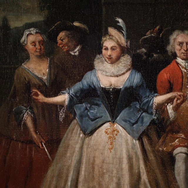 Gallant Scenes, 1720, Oil on Canvases, Framed, Set of 2 For Sale - Image 10 of 16