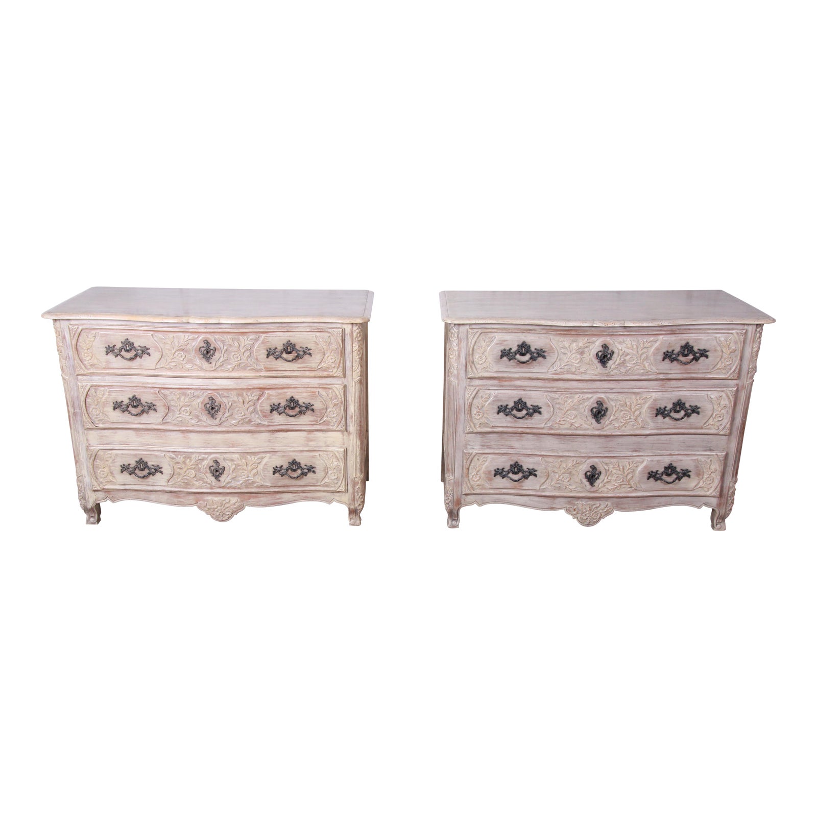 Baker Furniture French Country Three Drawer Bachelor Chests Or