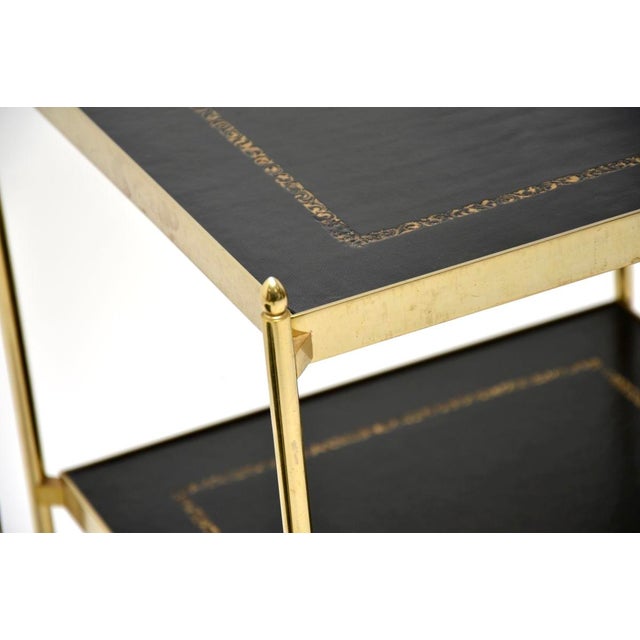 Black Vintage Brass and Leather Side Tables, 1960s, Set of 2 For Sale - Image 8 of 10