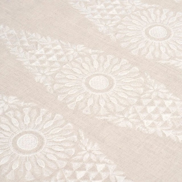 Schumacher SAMPLE - Schumacher Tasmin Embroidery Fabric In Natural For Sale - Image 4 of 4