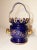 Unique Antique Hand Painted Porcelain Cobalt Gold Gilded Basket Style Vase Pot For Sale - Image 10 of 11