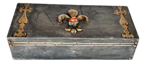 Handcrafted Pewter Cigar Box with Brass Inlays with Fleur-De-Lys Motif, France, 1970s