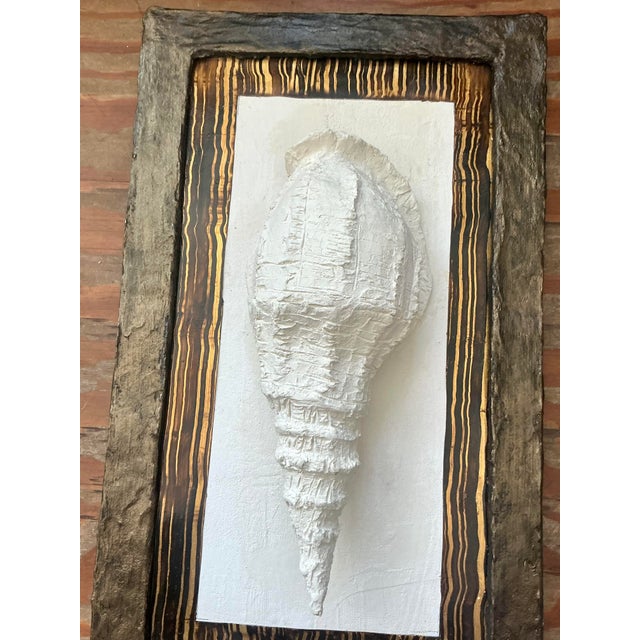 Vintage Boho Artisan Hand Painted Paper Mache Shell Wall Sculpture For Sale - Image 4 of 6