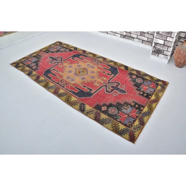 Red Vintage Handknotted Area Carpet For Sale - Image 8 of 10