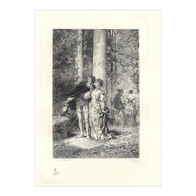 Emile Boilvin - L'Audacieux et la Timide - Etching - 1882 For Sale