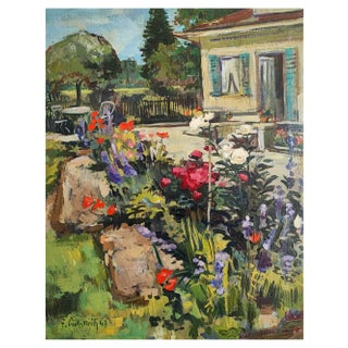 Friedemann Lichtwitz, Parterre de fleurs, 1948, Oil on Canvas For Sale