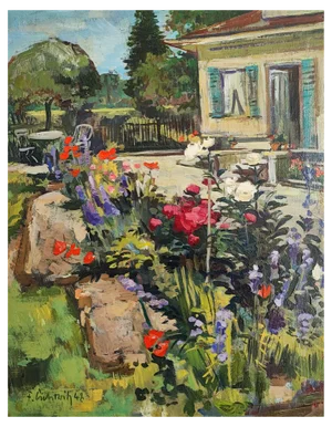 Friedemann Lichtwitz, Parterre de fleurs, 1948, Oil on Canvas