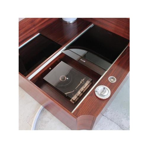 Type Mobile bar with record player Date 1960-70 Origin Italy Materials Glass, Teak Model Mobile bar with record player...