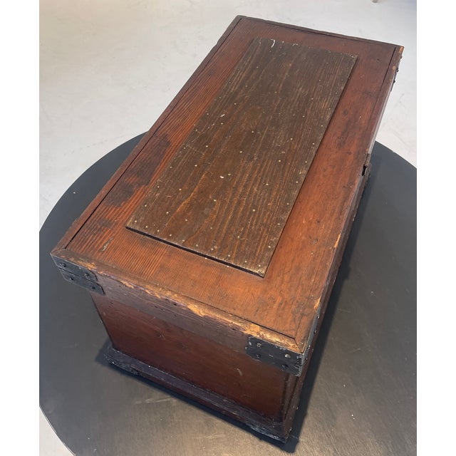 A wonderfully weathered vintage carpenter's chest, made in Canada and distinguished by its substantial construction, warm...