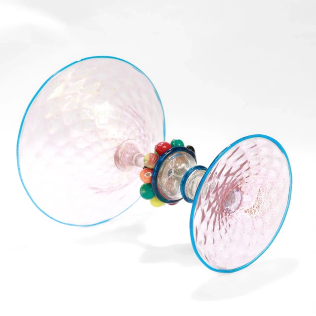 Pink Vintage Venetian / Murano Art Glass Compote With Fruit Attributed to Salviati For Sale - Image 8 of 14