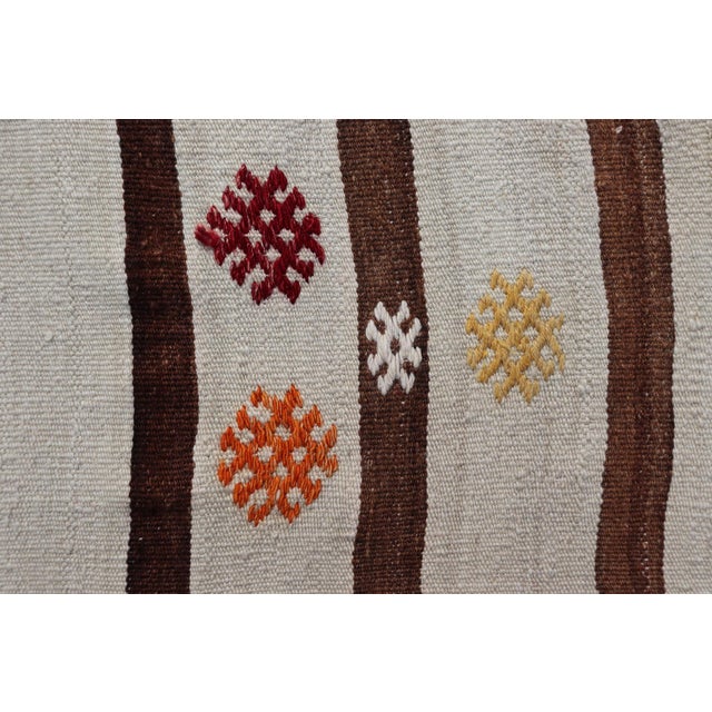 Vintage Turkish Kilim in Wool With Geometric Striped Panel Design 14'8" X18'6" For Sale In Atlanta - Image 6 of 13