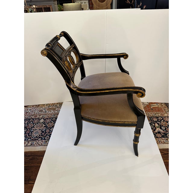 Maitland - Smith Black & Gold Hollywood Regency Maitland Smith Armchair For Sale - Image 4 of 9