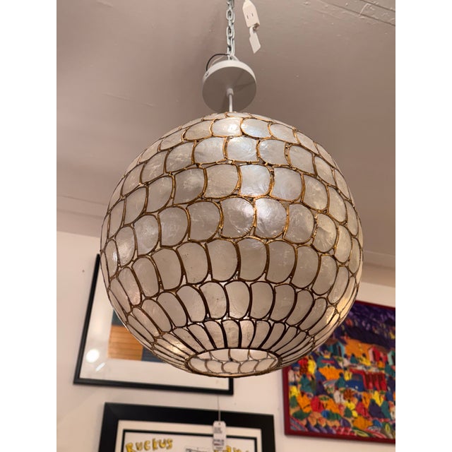 2020s World Market Natural Capiz Globe Pendant For Sale - Image 5 of 12