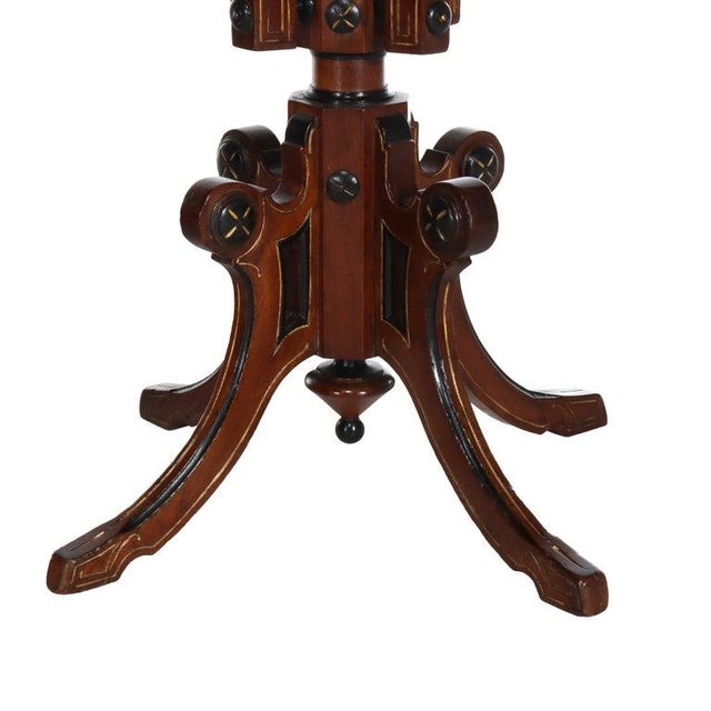 Traditional Pair Antique Renaissance Revival Ebonized & Inlaid Walnut & Burl Stands C1890 For Sale - Image 3 of 14