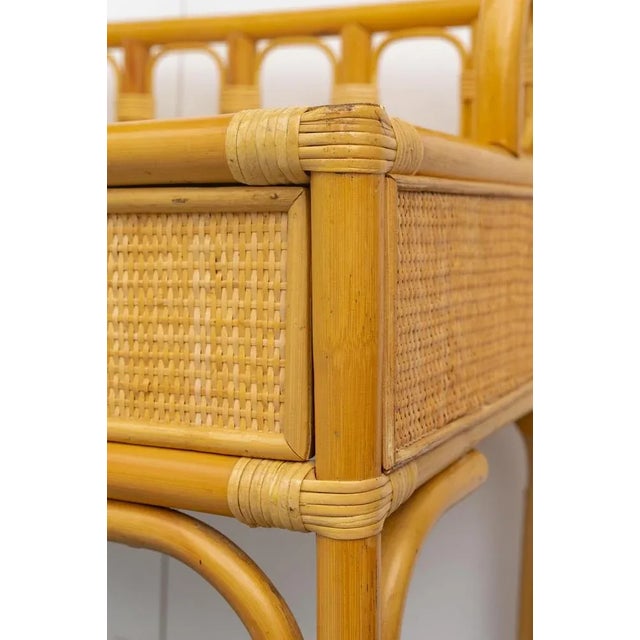 Bamboo and Wicker Writing Desk, 1960s For Sale - Image 4 of 10