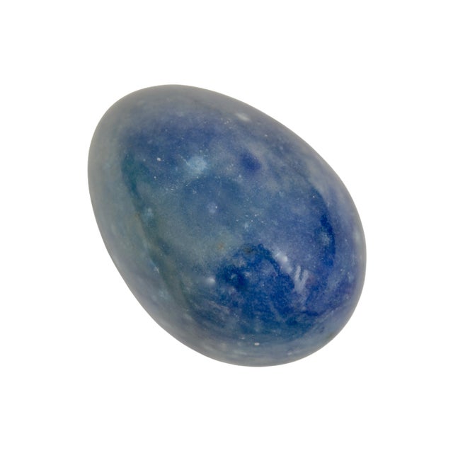 Contemporary Denim Blue Marbled Egg For Sale - Image 3 of 6