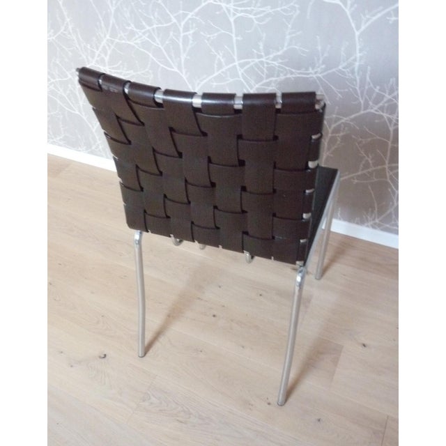 Leather and Chrome Dining Room Chairs, Set of 5 For Sale - Image 4 of 8