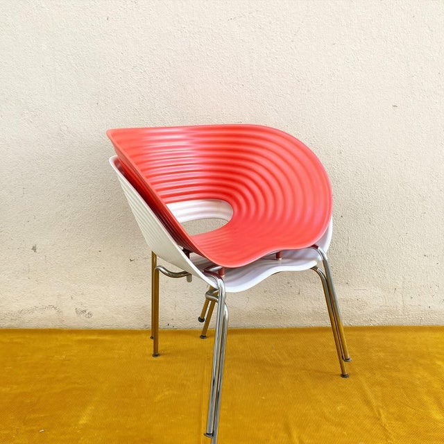 Polypropylene Seat and Chrome Base Tom Vac Chairs by Ron Arad for Vitra, 1997, in Good conditions. Designed 1990 to 1999...