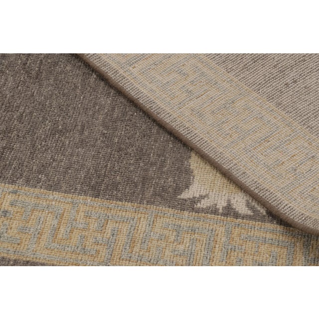 Textile Rug & Kilim’s Distressed Tiger Rug in Taupe-Brown With Beige and Black Pictorial For Sale - Image 7 of 9