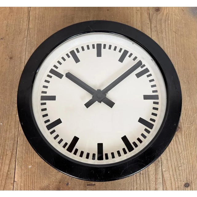 Industrial German Black Factory Wall Clock, 1950s For Sale - Image 10 of 17