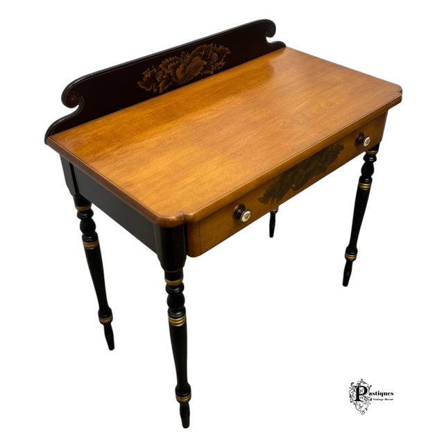 Wood Vintage Lambert Hitchcock Traditional Americana Style Maple Writing Desk For Sale - Image 7 of 12