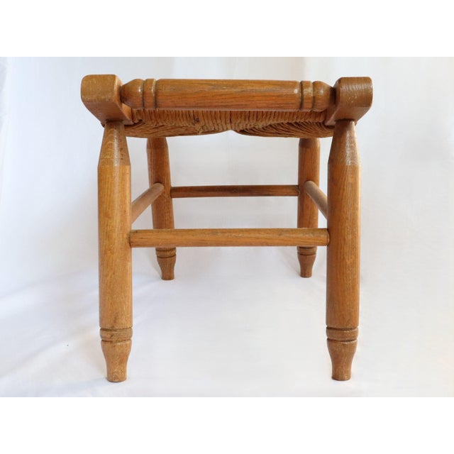 Vintage Curved Low Stool or Footstool With Rush Seat For Sale - Image 11 of 15