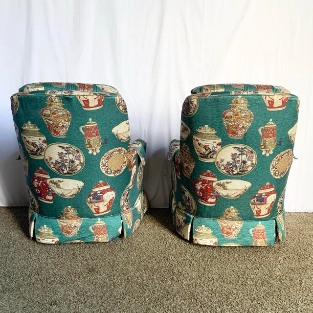 Green Vintage Ethan Allen Tufted Lounge Chairs - A Pair For Sale - Image 8 of 12