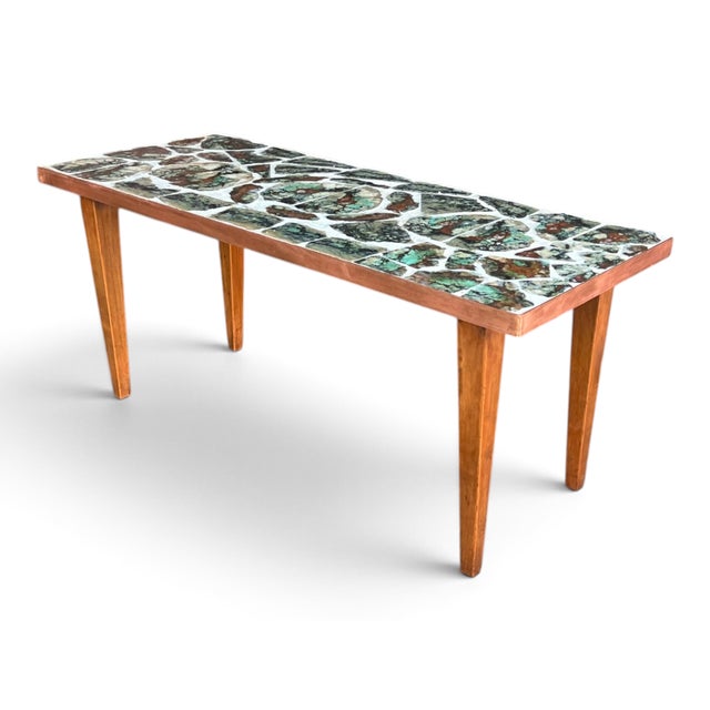 Mid-Century Modern Brecciated Marble Coffee Table With Copper Flat Moulding Frame For Sale - Image 13 of 17