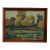 1970s Signed Landscape Painting of Pond With Autumn Trees in Wood Frame. For Sale