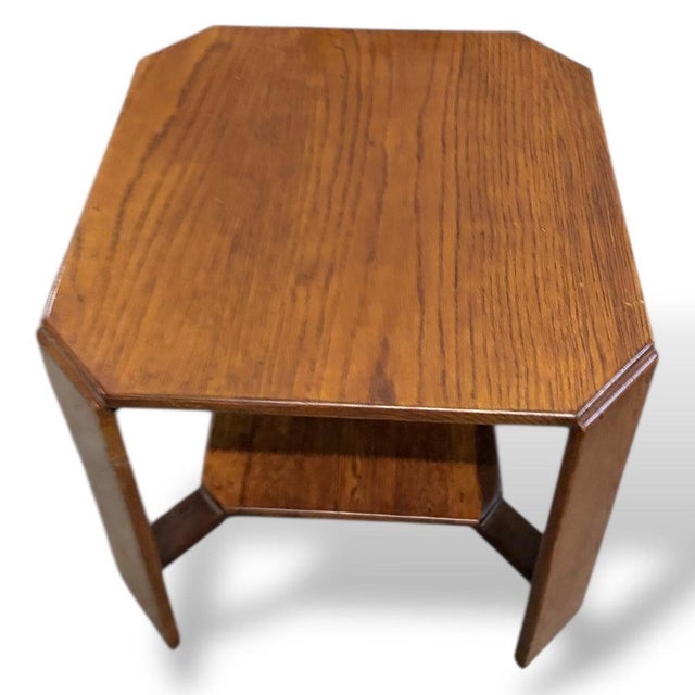 Arts & Crafts Oak Occasional Side Table with Lower Shelf For Sale - Image 6 of 8