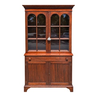 Vintage NC-Made Solid Mahogany Step Back Cupboard For Sale