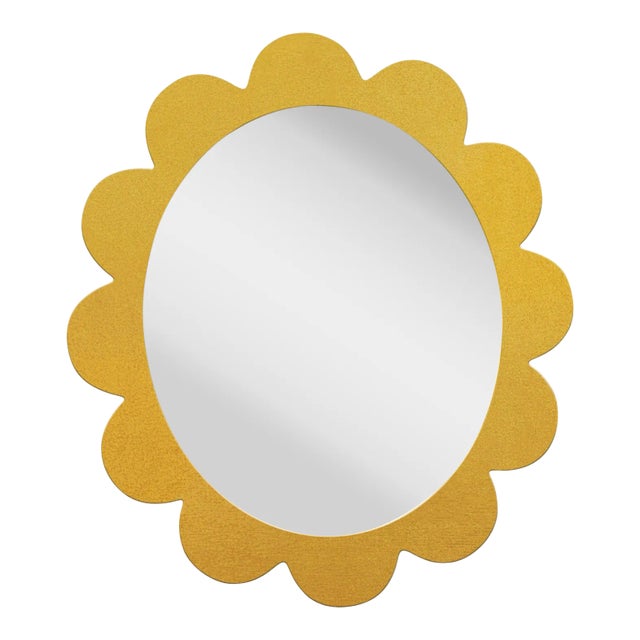 Fleur Home Carnival Iris Oval Mirror in Gold Leaf, 31x26 For Sale