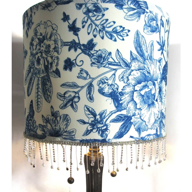 Vintage Tiffany Style Iron Bronze Lamp With Shade For Sale - Image 13 of 16