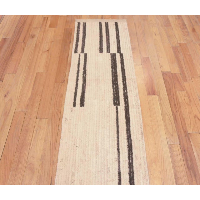 A Beautiful Simplistic Minimalist Primitive Pattern Light Cream and Charcoal Color Modern Hallway Runner Rug, Country of...