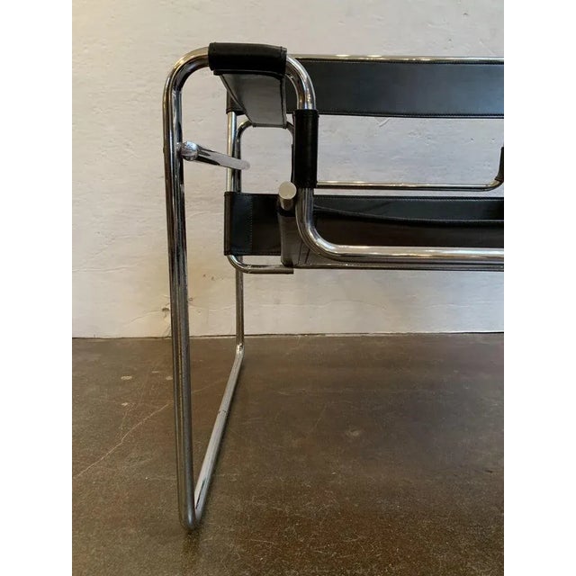 Black Modernist Leather Chair With Chrome Frame For Sale - Image 8 of 13
