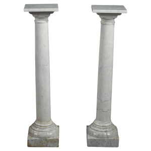 White Marble Columns, 1880, Set of 2