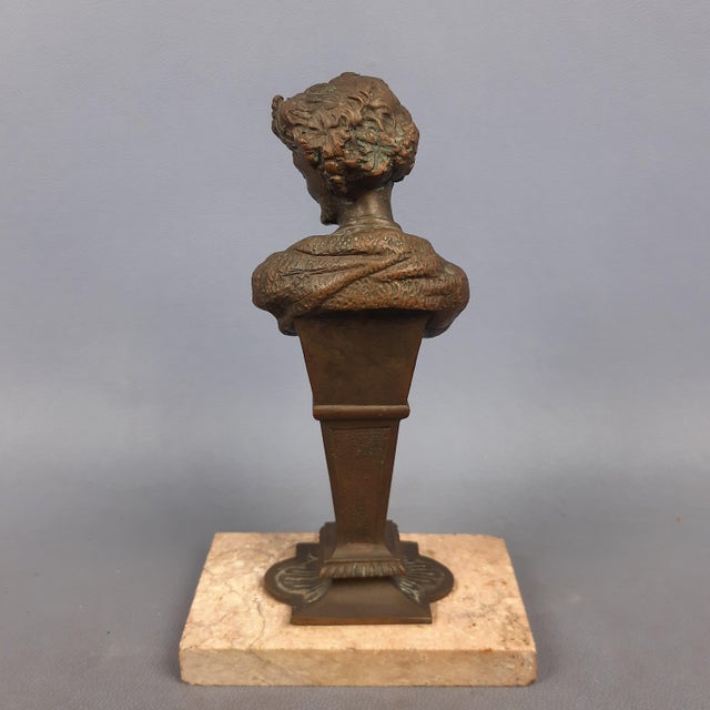 Vintage Bronze Sculpture Bust of a Man with Marble Base, 20th Century For Sale - Image 4 of 13