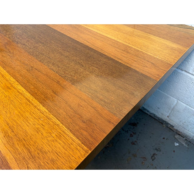 Mid 20th Century Attributed to Milo Baughman for Directional Mid-Century Mixed Wood Expanding Leaf Dining Table For Sale - Image 11 of 15