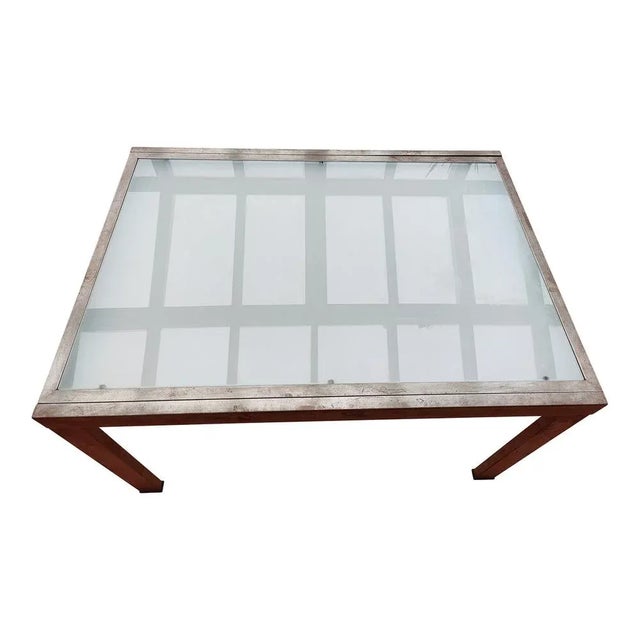 Mid-Century Satined Glass Extendable Dining Table For Sale - Image 10 of 11